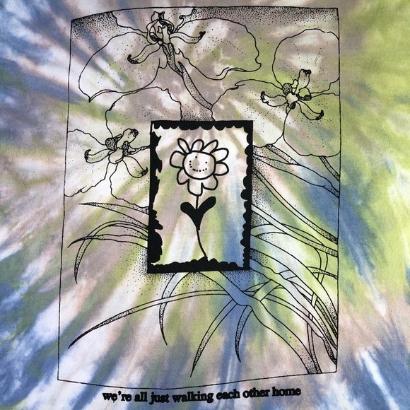 Online Ceramics Flower We’re Just Walking Each Other Home Tie Dye T Shirt 2XL - Picture 4 of 9